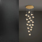 Lustre moderne en cristal à motif papillon linéaire avec télécommande