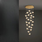 Lustre moderne en cristal à motif papillon linéaire avec télécommande