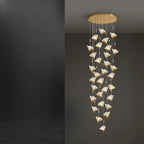 Lustre moderne en cristal à motif papillon linéaire avec télécommande