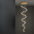 Lustre moderne en cristal à motif papillon linéaire avec télécommande