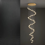 Lustre moderne en cristal à motif papillon linéaire avec télécommande