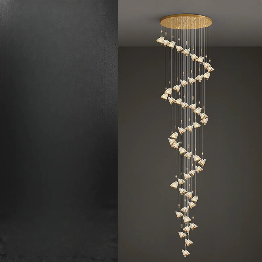 Lustre moderne en cristal à motif papillon linéaire avec télécommande