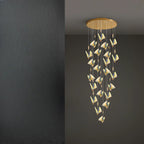 Lustre moderne en cristal à motif papillon linéaire avec télécommande