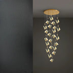 Lustre moderne en cristal à motif papillon linéaire avec télécommande