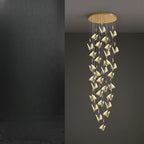Lustre moderne en cristal à motif papillon linéaire avec télécommande