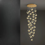 Lustre moderne en cristal à motif papillon linéaire avec télécommande