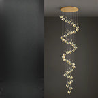 Lustre moderne en cristal à motif papillon linéaire avec télécommande