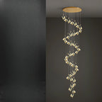 Lustre moderne en cristal à motif papillon linéaire avec télécommande