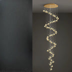 Lustre moderne en cristal à motif papillon linéaire avec télécommande