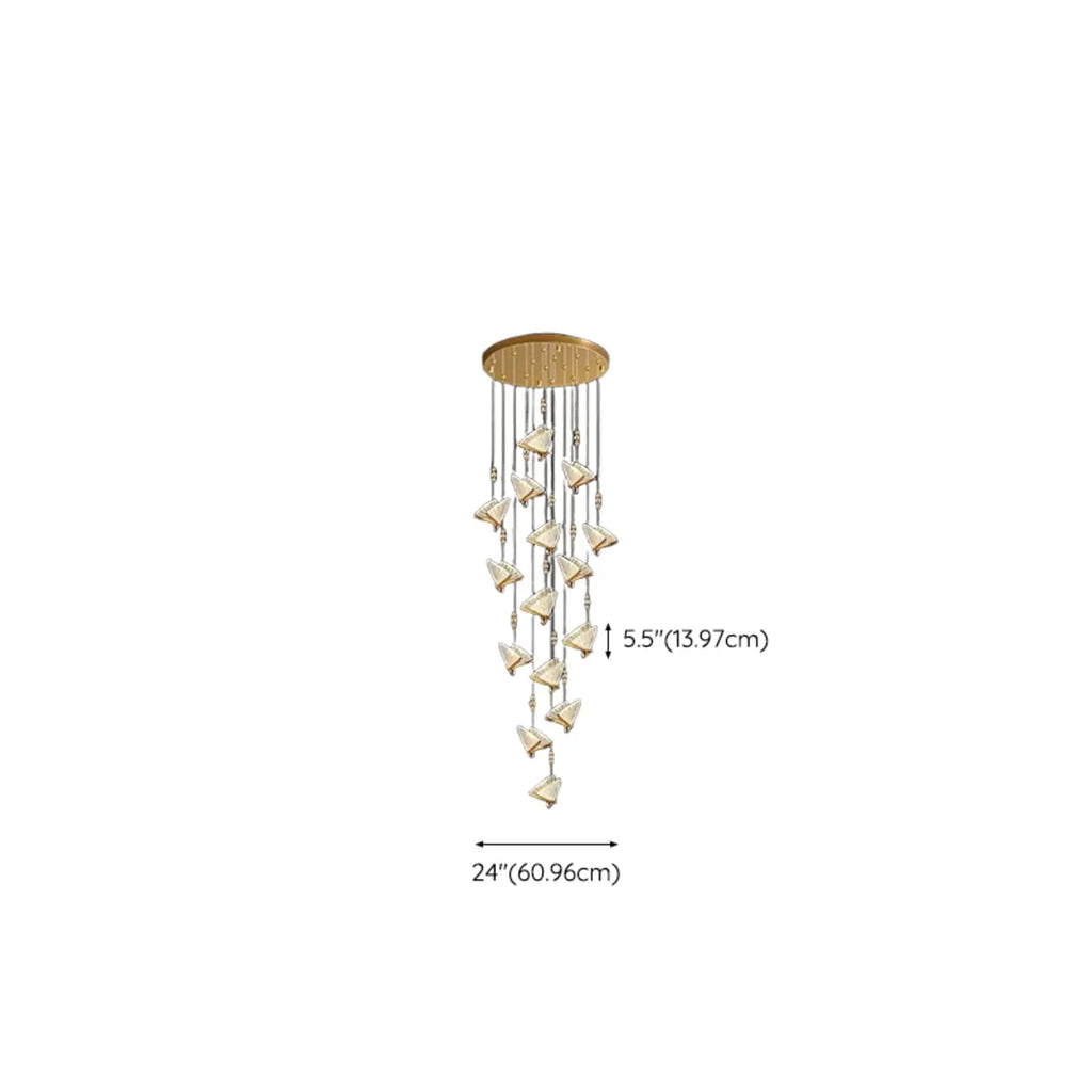Lustre moderne en cristal à motif papillon linéaire avec télécommande