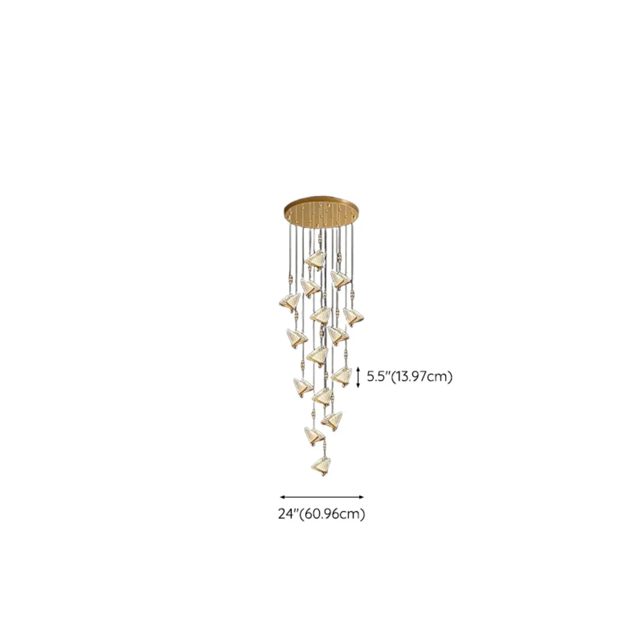 Lustre moderne en cristal à motif papillon linéaire avec télécommande