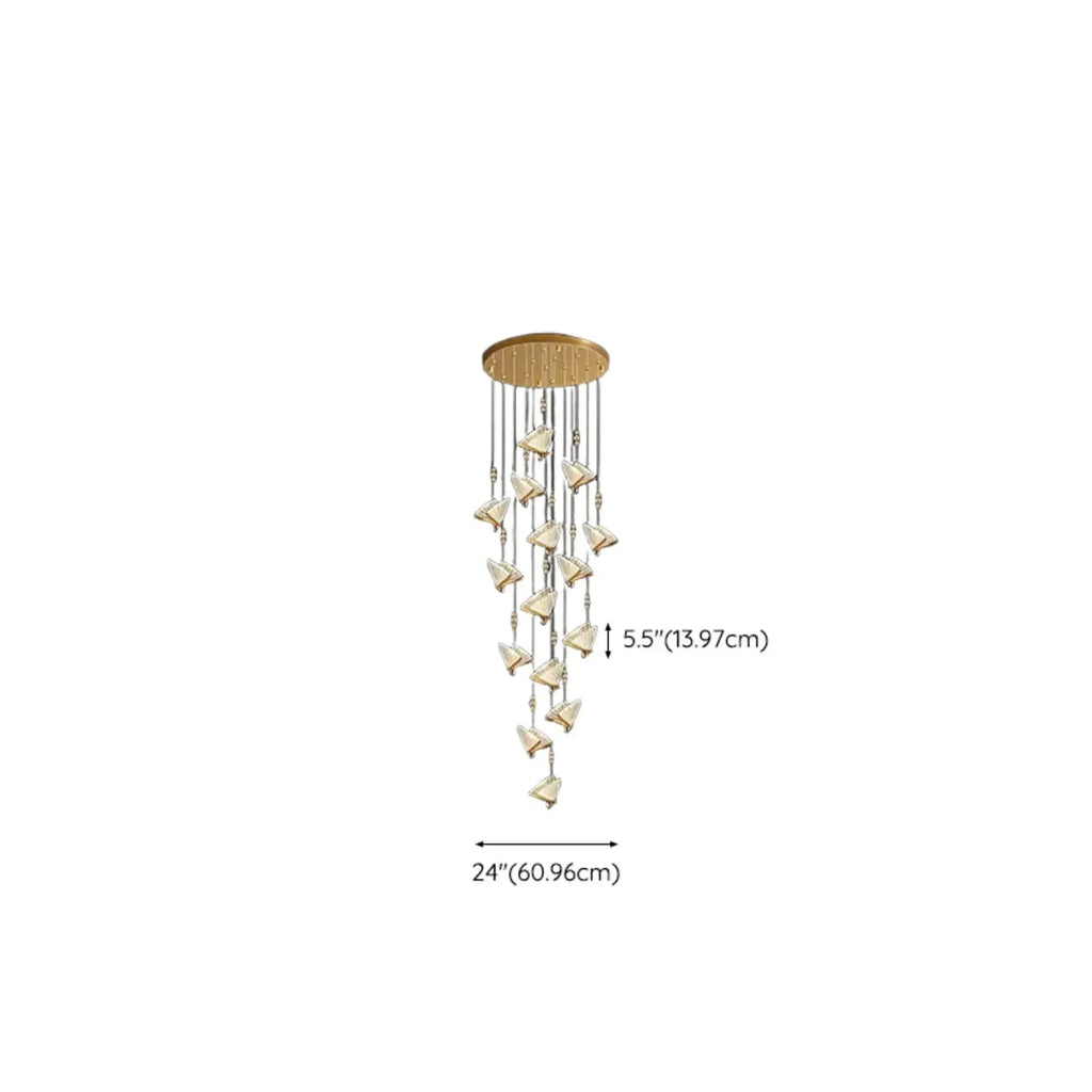Lustre moderne en cristal à motif papillon linéaire avec télécommande