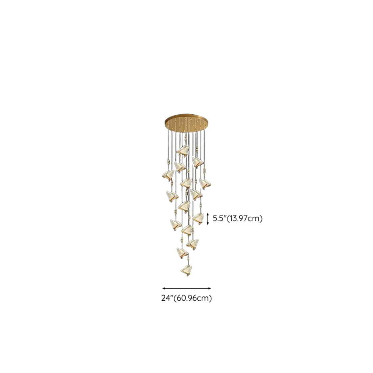 Lustre moderne en cristal à motif papillon linéaire avec télécommande