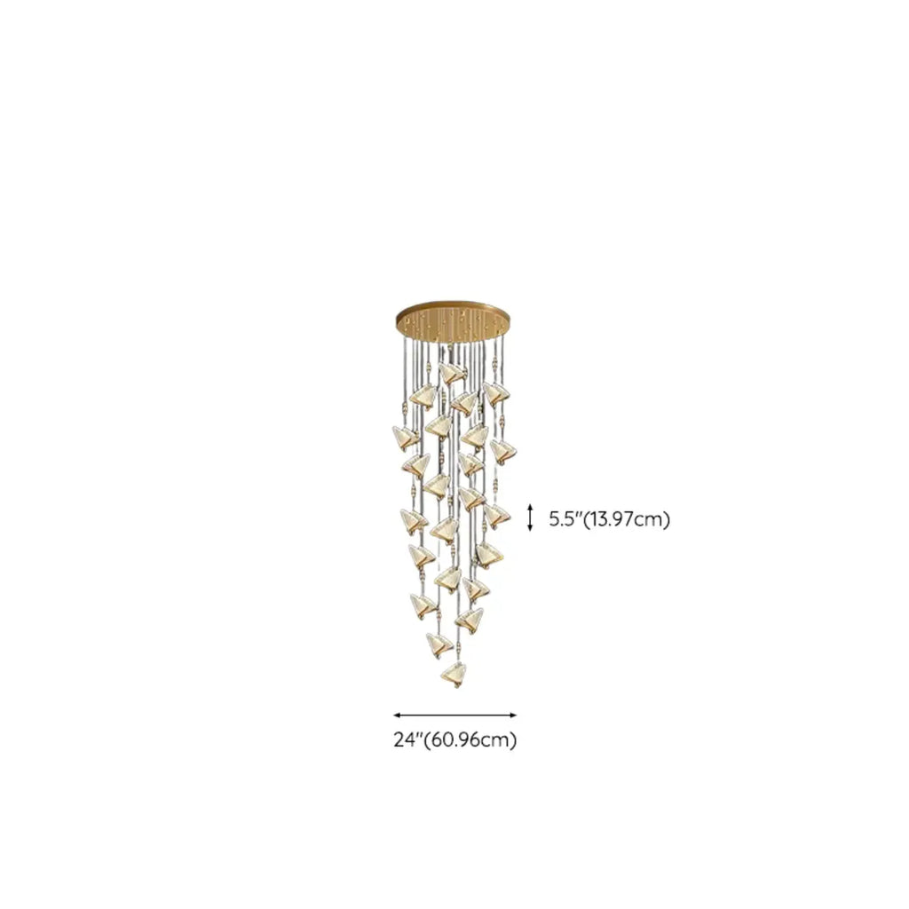 Lustre moderne en cristal à motif papillon linéaire avec télécommande