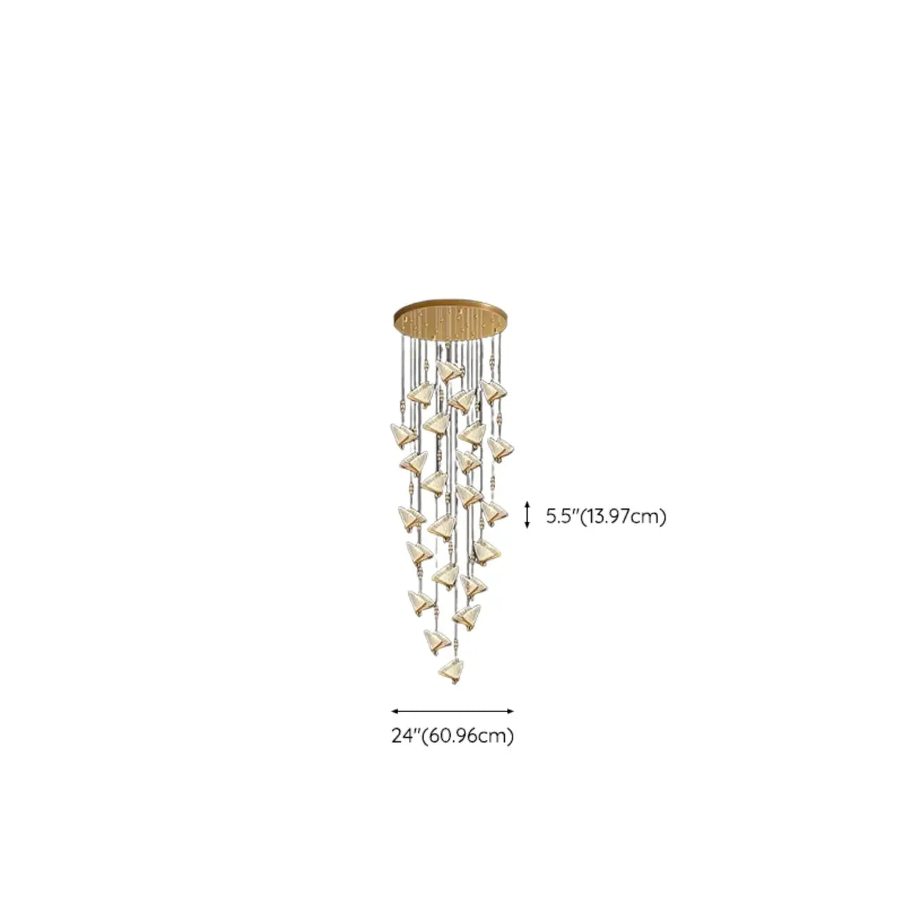 Lustre moderne en cristal à motif papillon linéaire avec télécommande