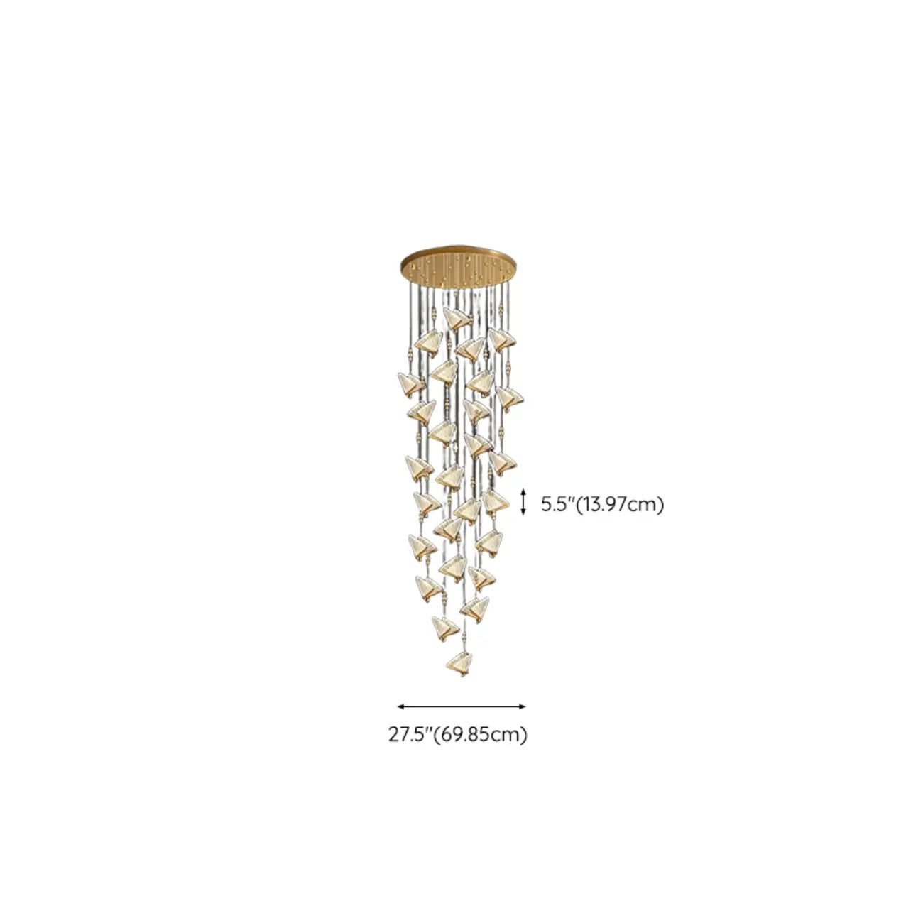 Lustre moderne en cristal à motif papillon linéaire avec télécommande