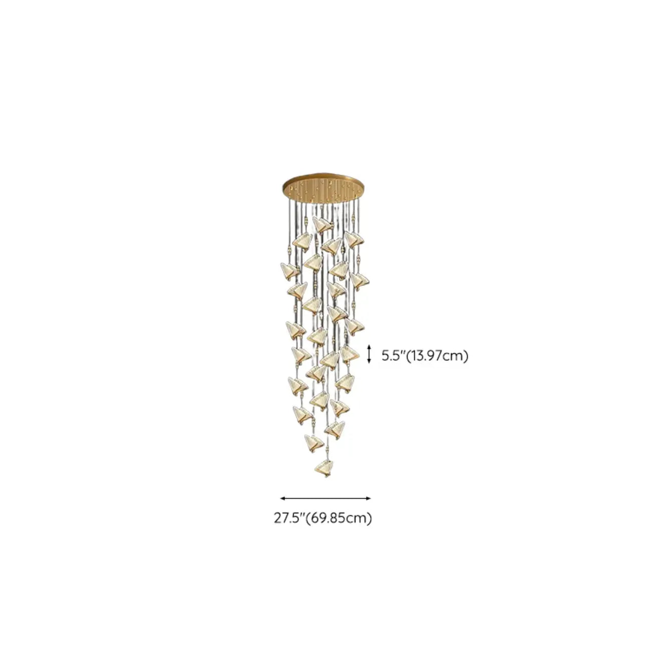 Lustre moderne en cristal à motif papillon linéaire avec télécommande