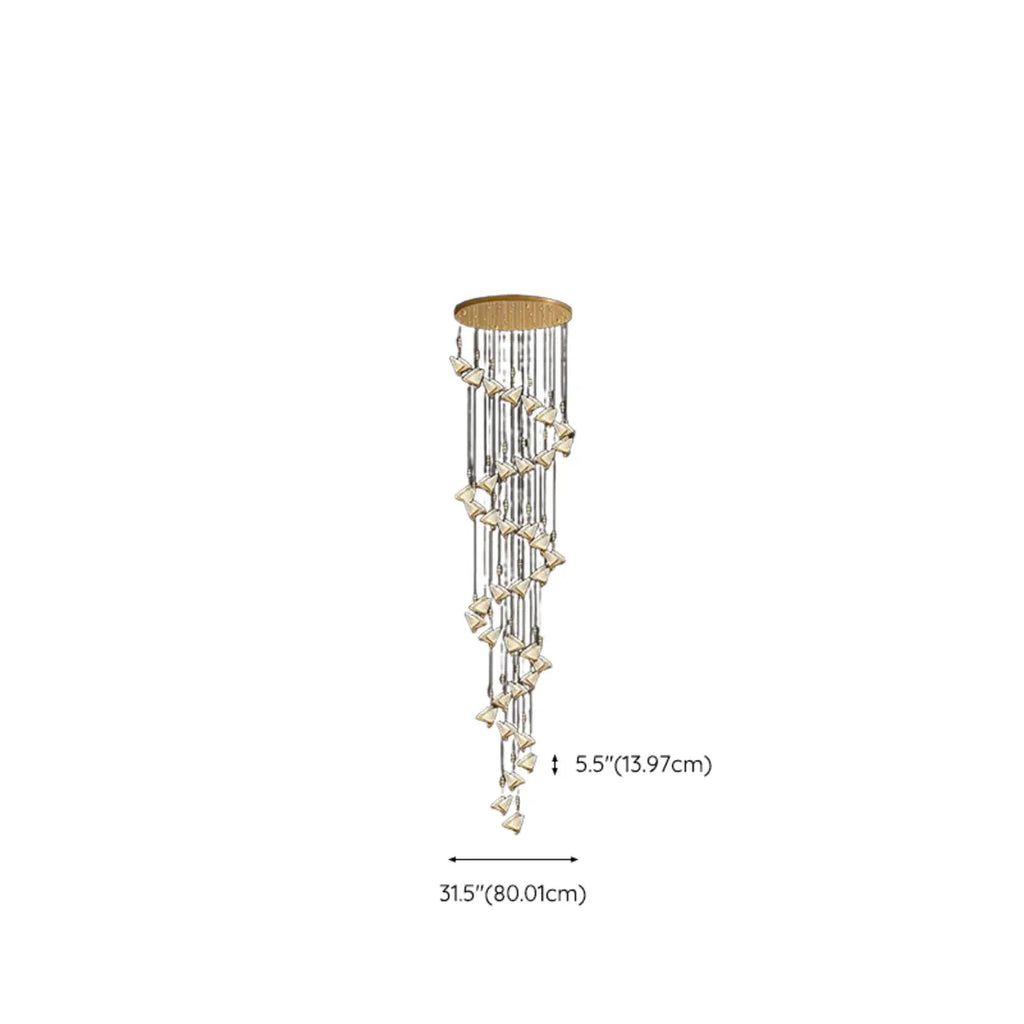 Lustre moderne en cristal à motif papillon linéaire avec télécommande