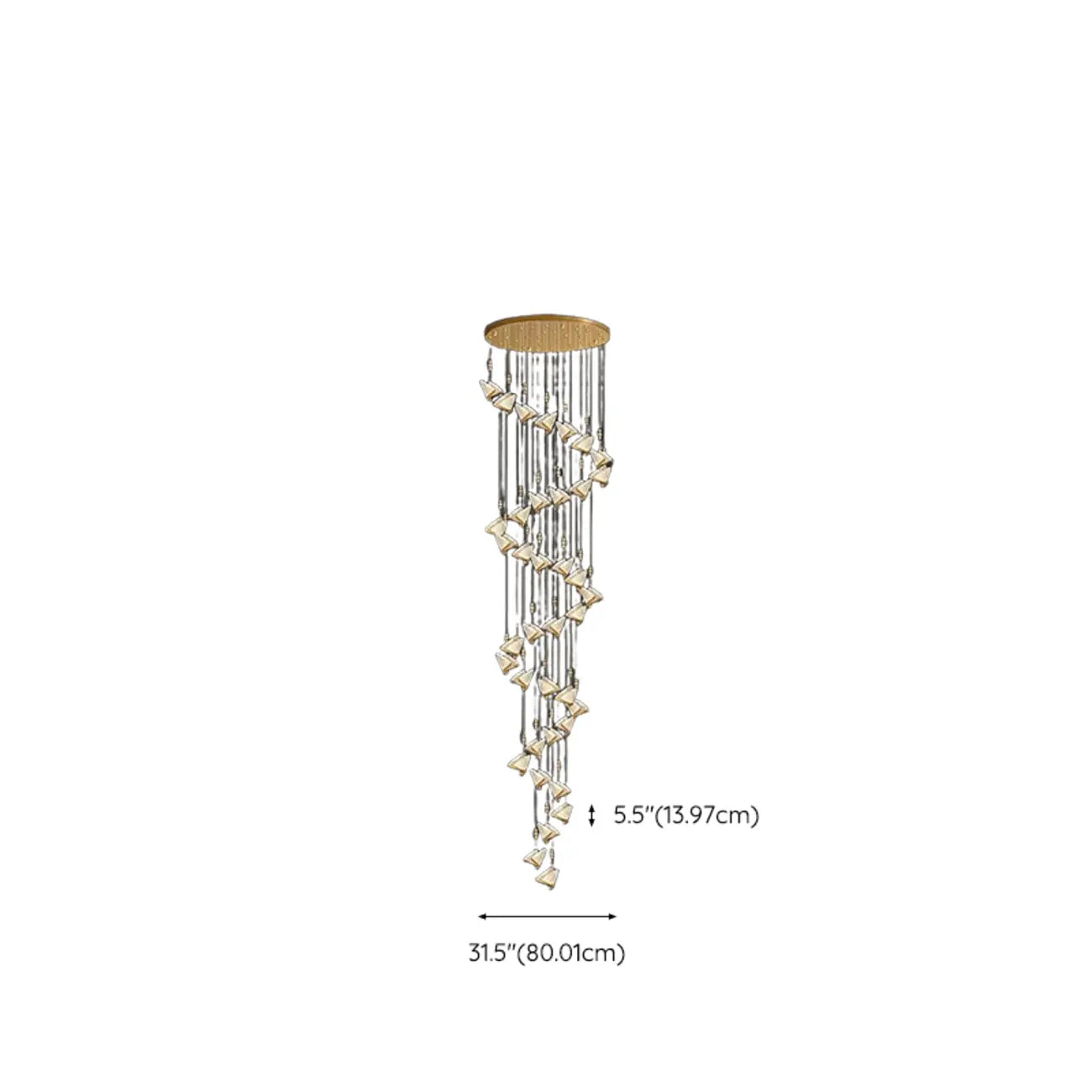 Lustre moderne en cristal à motif papillon linéaire avec télécommande