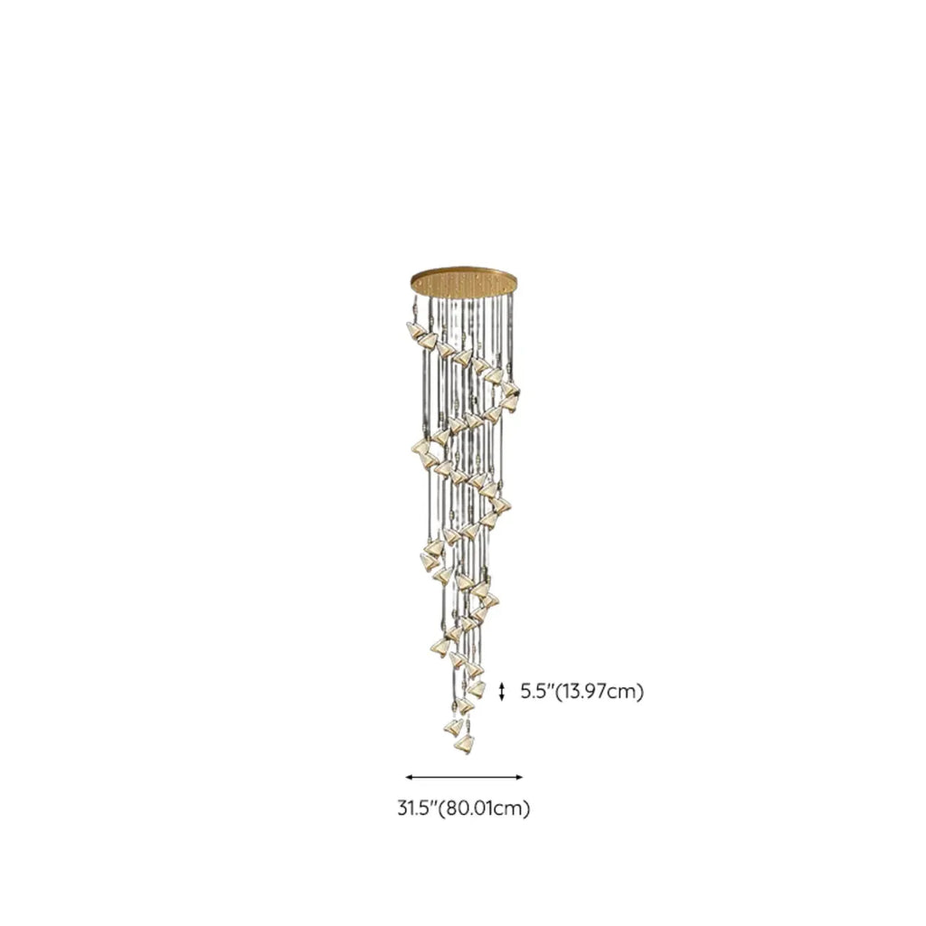 Lustre moderne en cristal à motif papillon linéaire avec télécommande