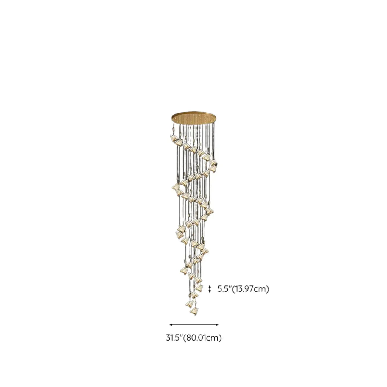 Lustre moderne en cristal à motif papillon linéaire avec télécommande