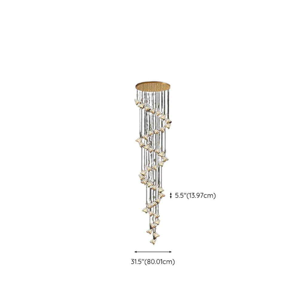 Lustre moderne en cristal à motif papillon linéaire avec télécommande