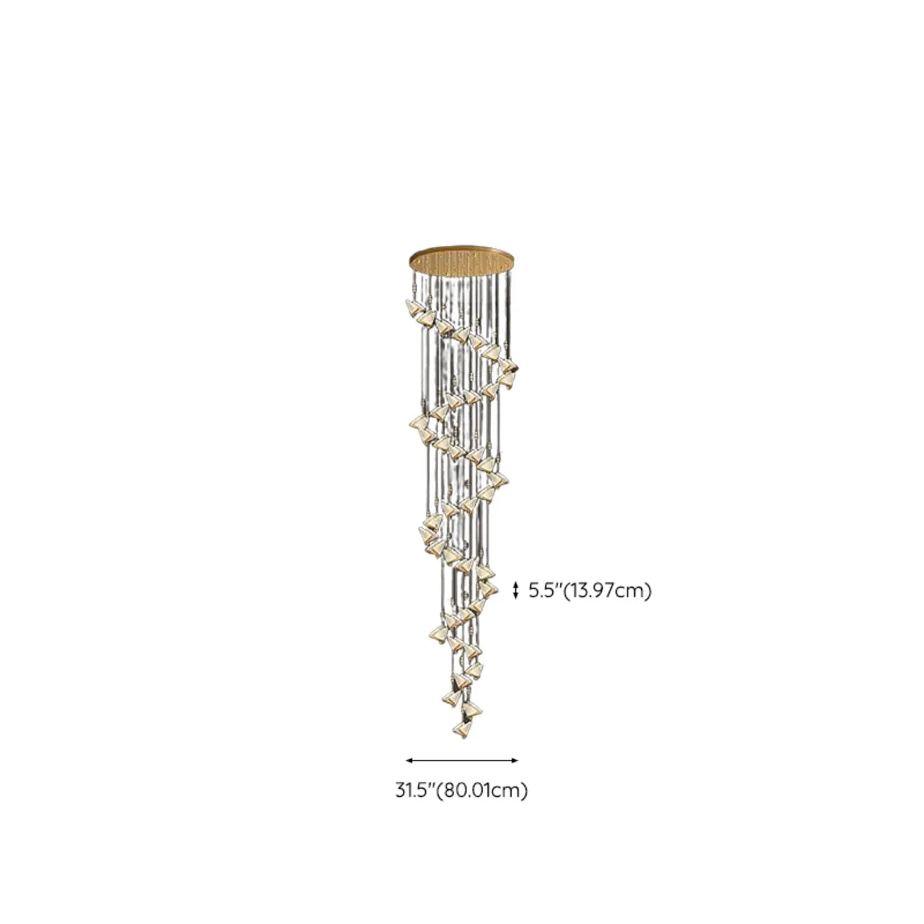 Lustre moderne en cristal à motif papillon linéaire avec télécommande