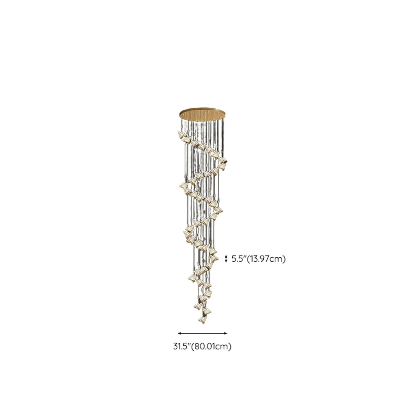 Lustre moderne en cristal à motif papillon linéaire avec télécommande