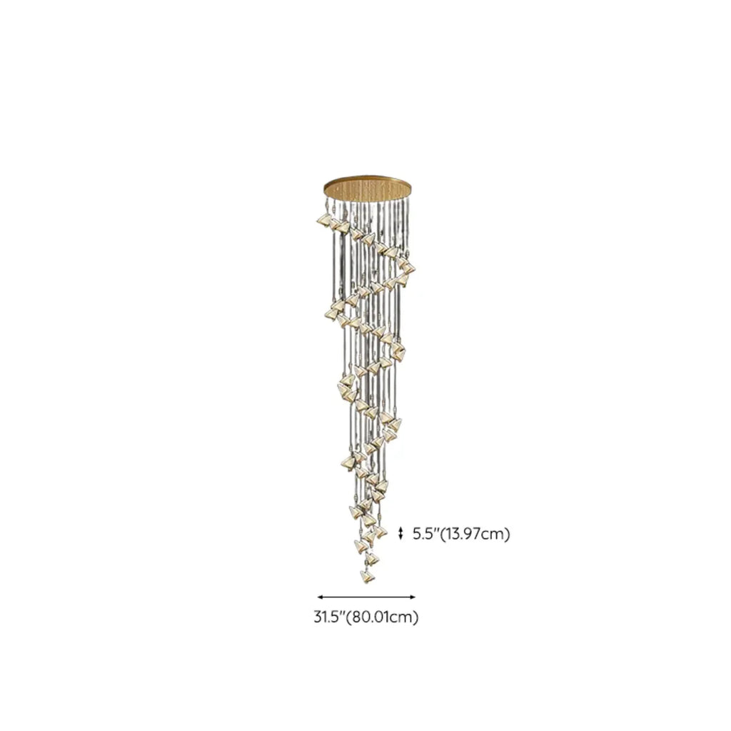 Lustre moderne en cristal à motif papillon linéaire avec télécommande