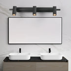 Applique da bagno rettangolare nera regolabile a 3 luci
