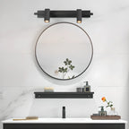 Applique da bagno rettangolare nera regolabile a 3 luci