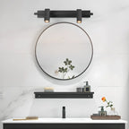 Applique da bagno rettangolare nera regolabile a 3 luci