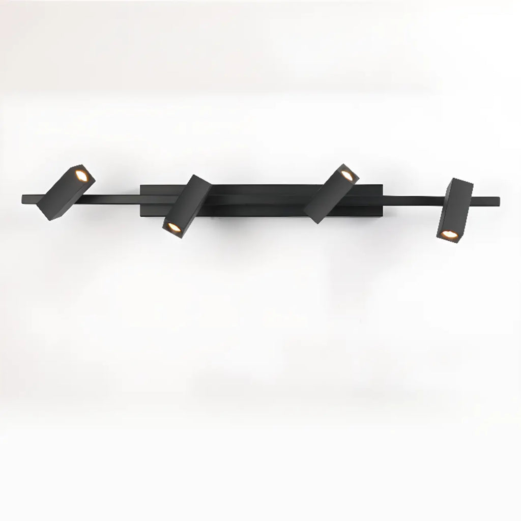 Applique da bagno rettangolare nera regolabile a 3 luci