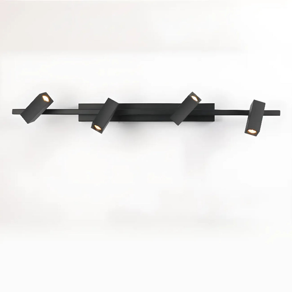 Applique da bagno rettangolare nera regolabile a 3 luci