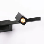 Applique da bagno rettangolare nera regolabile a 3 luci