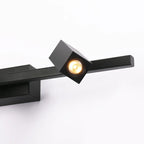 Applique da bagno rettangolare nera regolabile a 3 luci