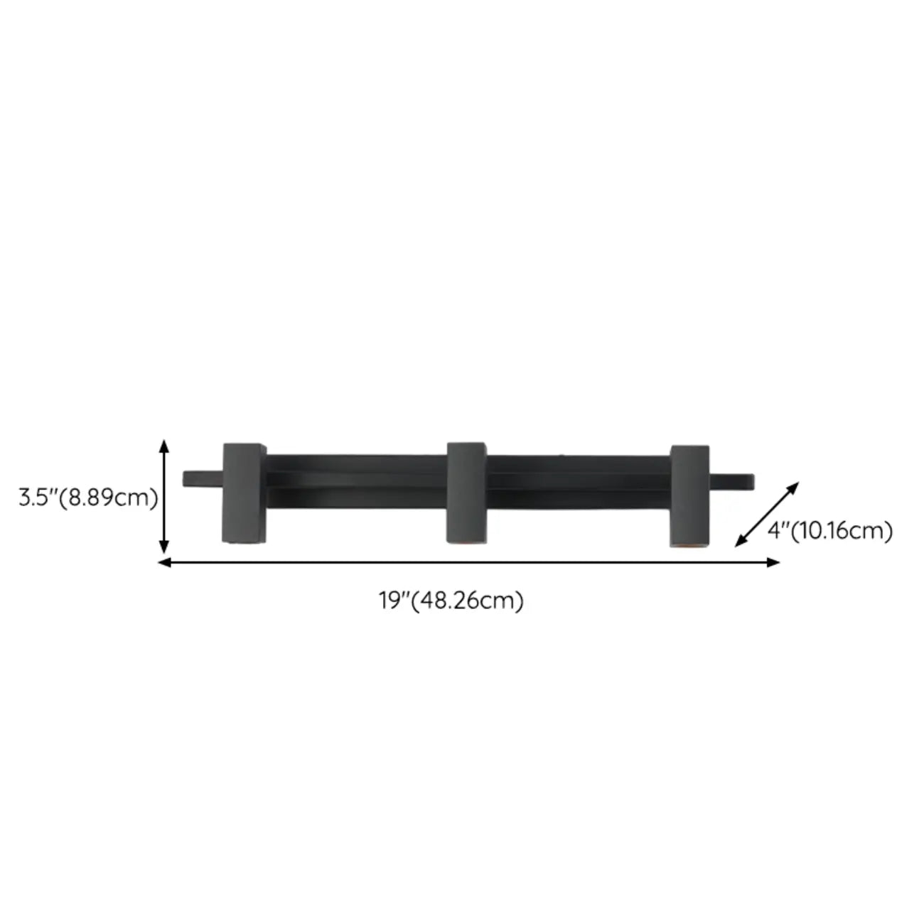 Applique da bagno rettangolare nera regolabile a 3 luci