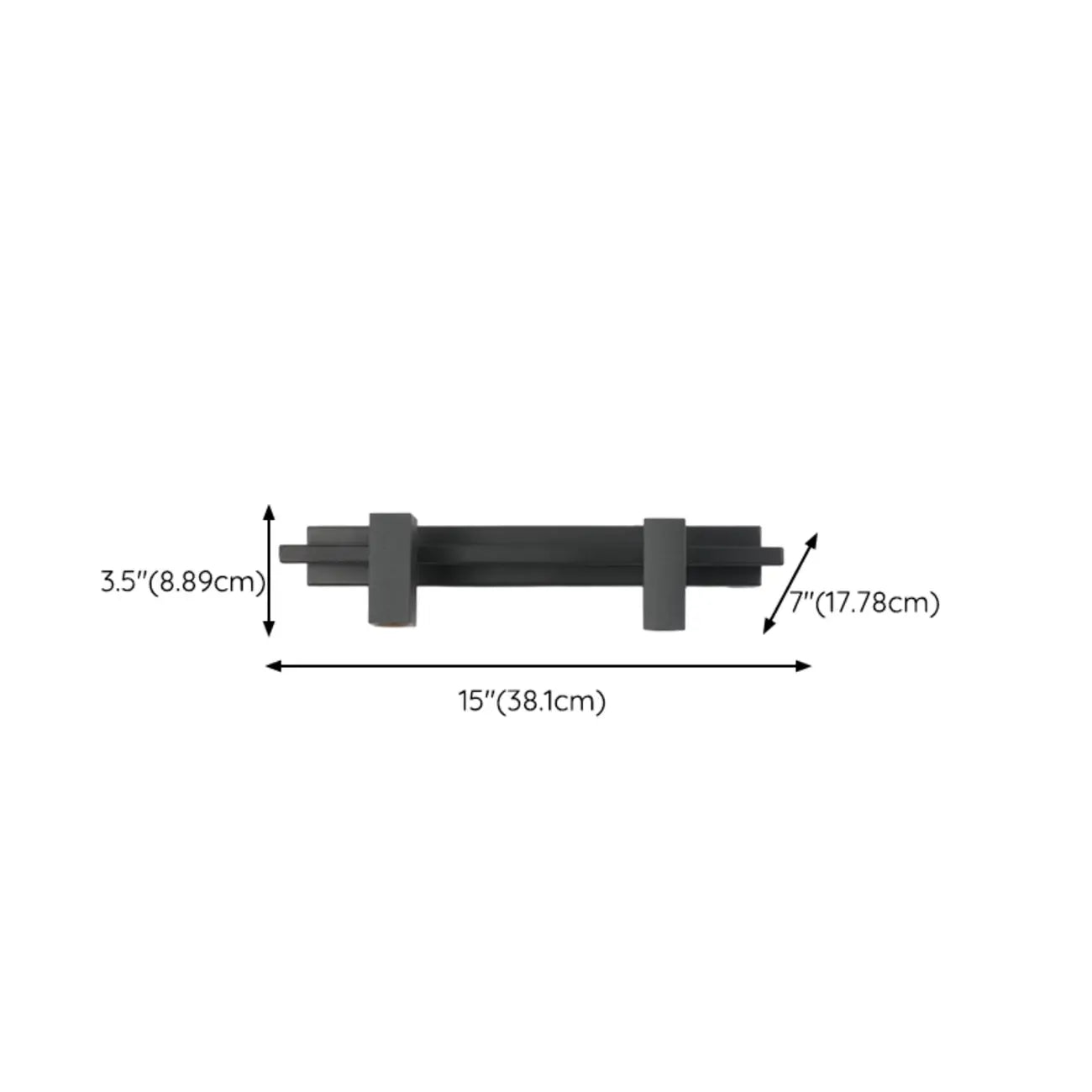 Applique da bagno rettangolare nera regolabile a 3 luci