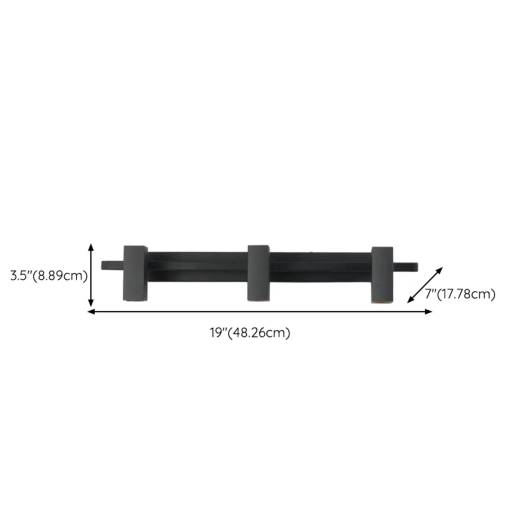 Applique da bagno rettangolare nera regolabile a 3 luci