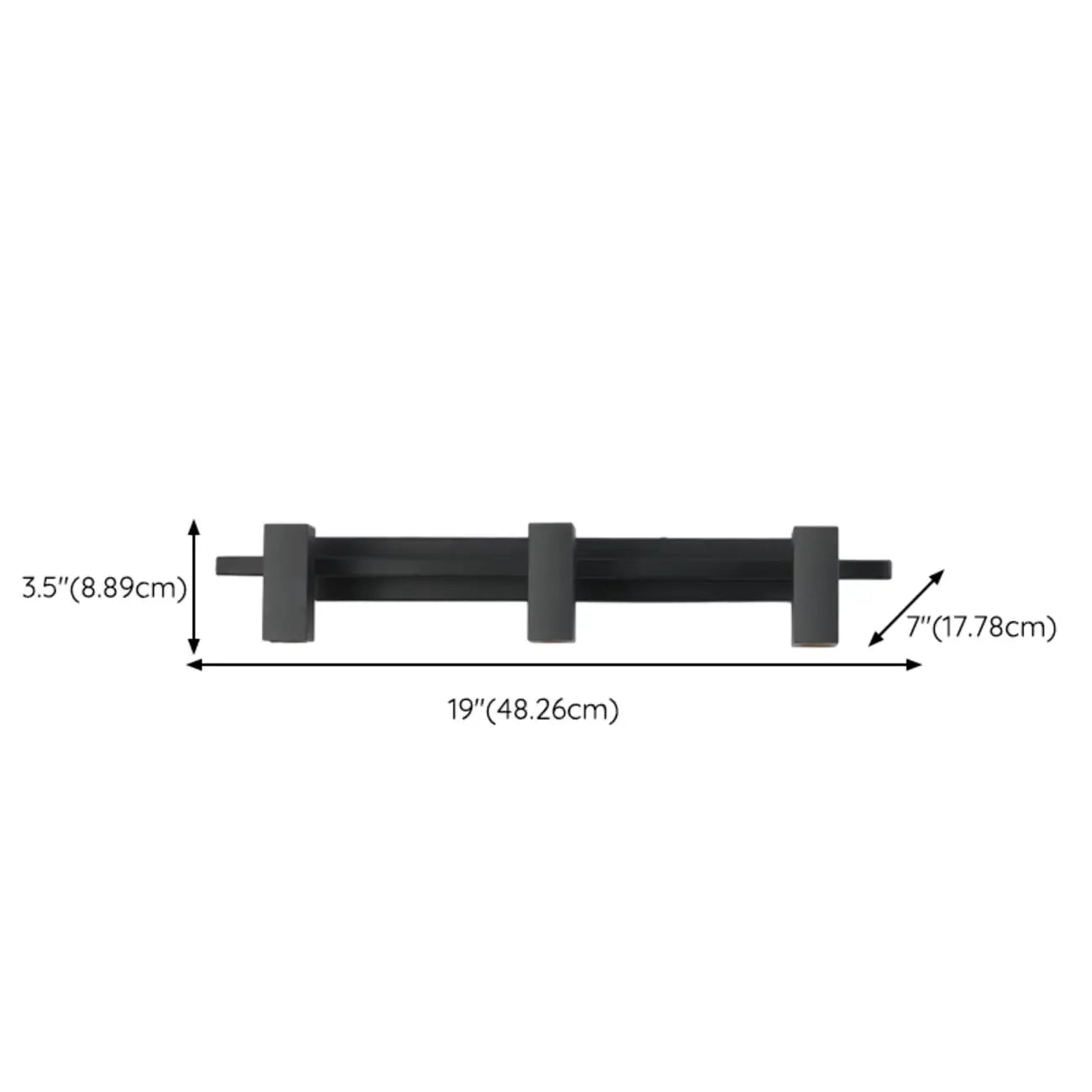 Applique da bagno rettangolare nera regolabile a 3 luci