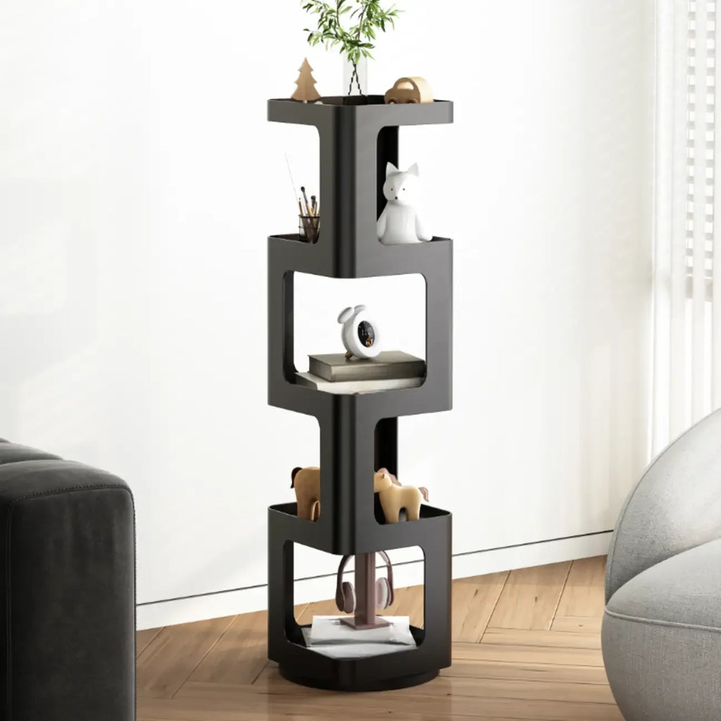 Bibliothèque verticale chic à 4 niveaux en métal avec dos ouvert et pivotant