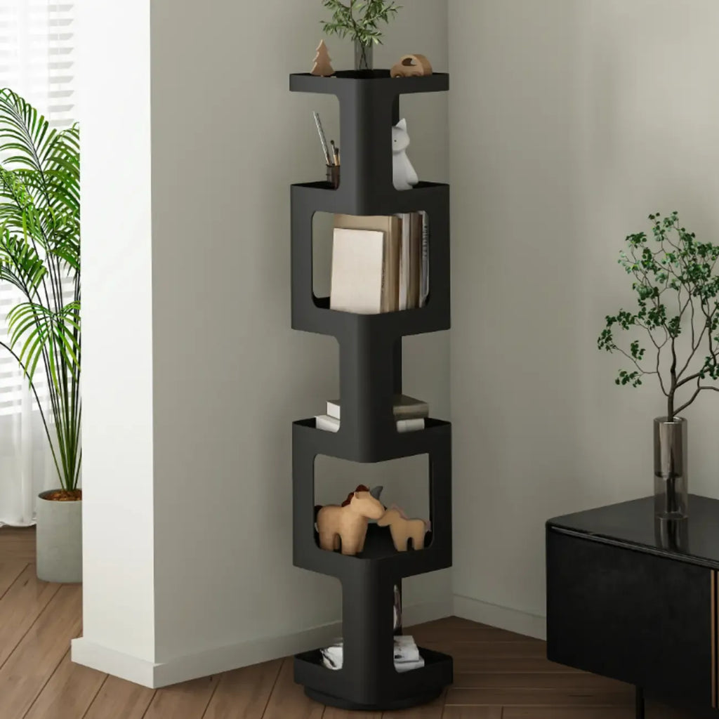 Bibliothèque verticale chic à 4 niveaux en métal avec dos ouvert et pivotant