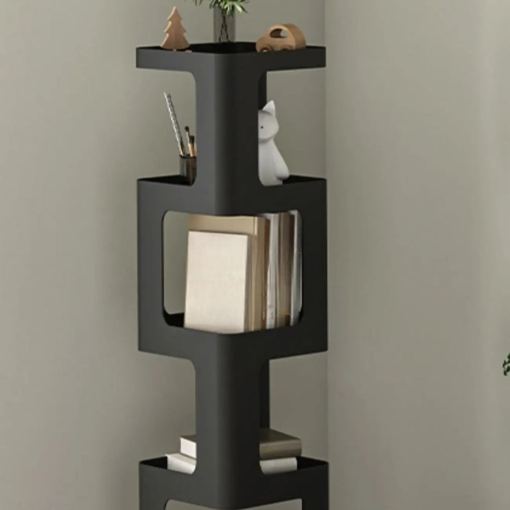 Bibliothèque verticale chic à 4 niveaux en métal avec dos ouvert et pivotant