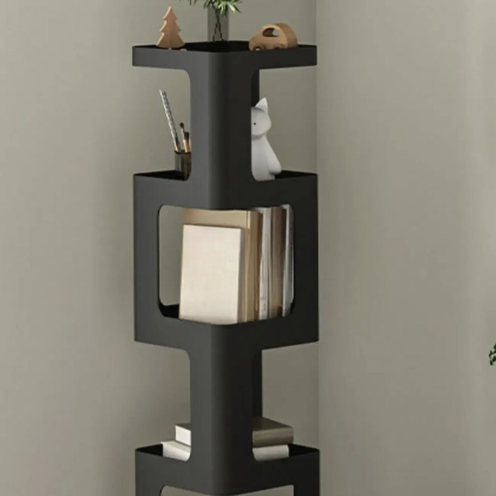 Bibliothèque verticale chic à 4 niveaux en métal avec dos ouvert et pivotant