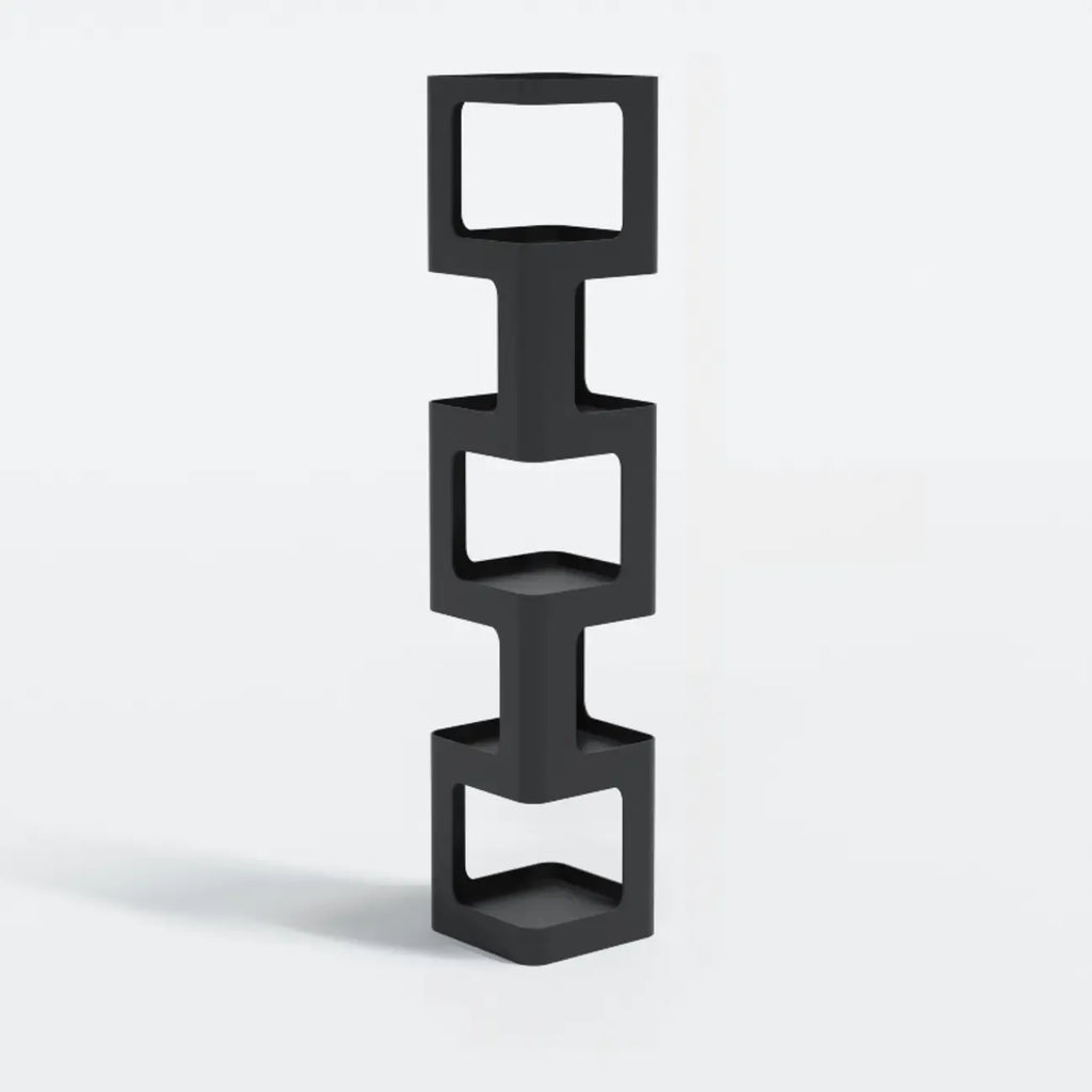 Bibliothèque verticale chic à 4 niveaux en métal avec dos ouvert et pivotant