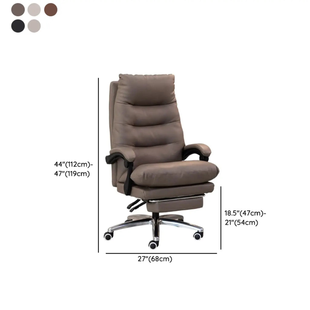 Chaise de bureau ergonomique en cuir noir réglable avec roulettes