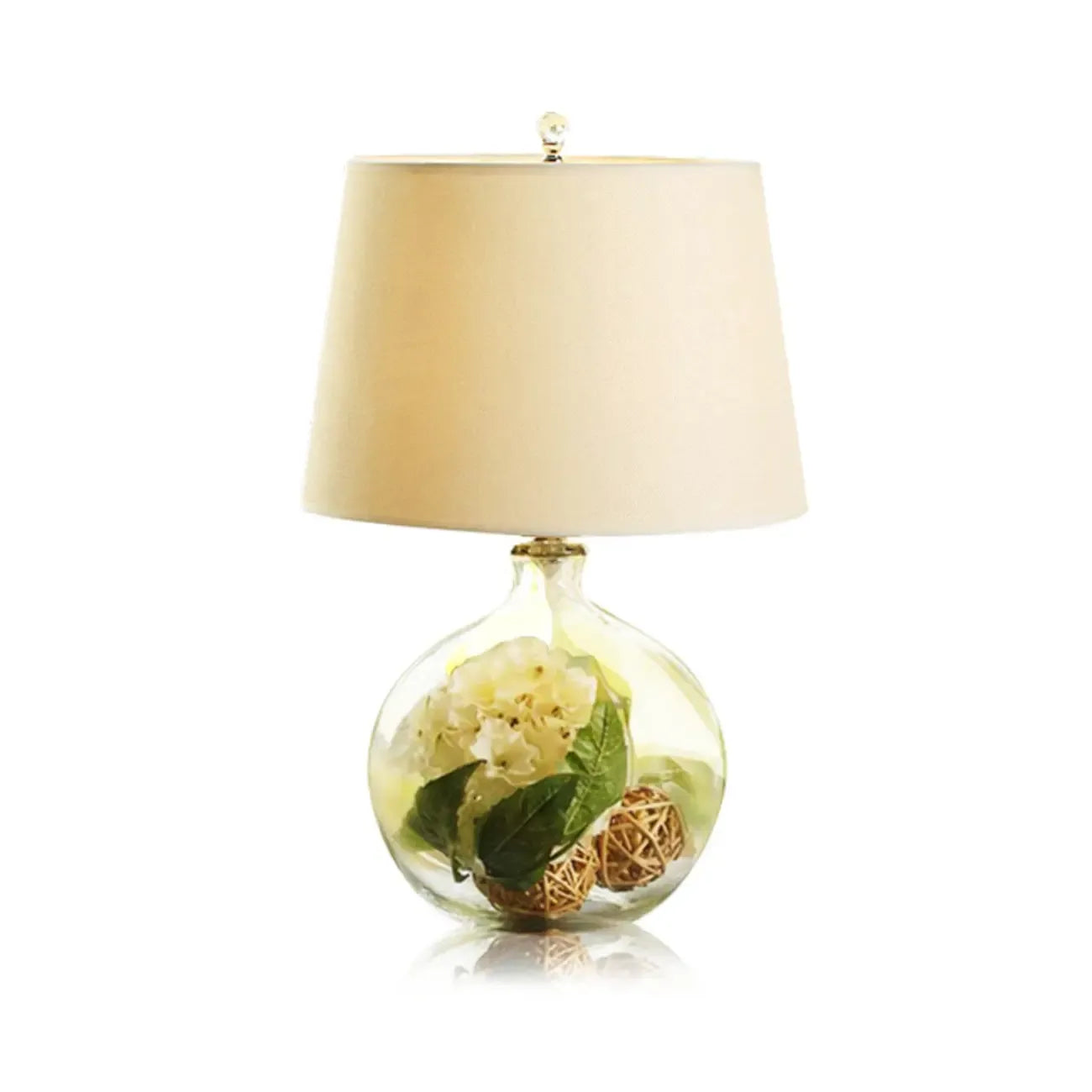 Lampe de table LED moderne et élégante en verre et tissu pour intérieur