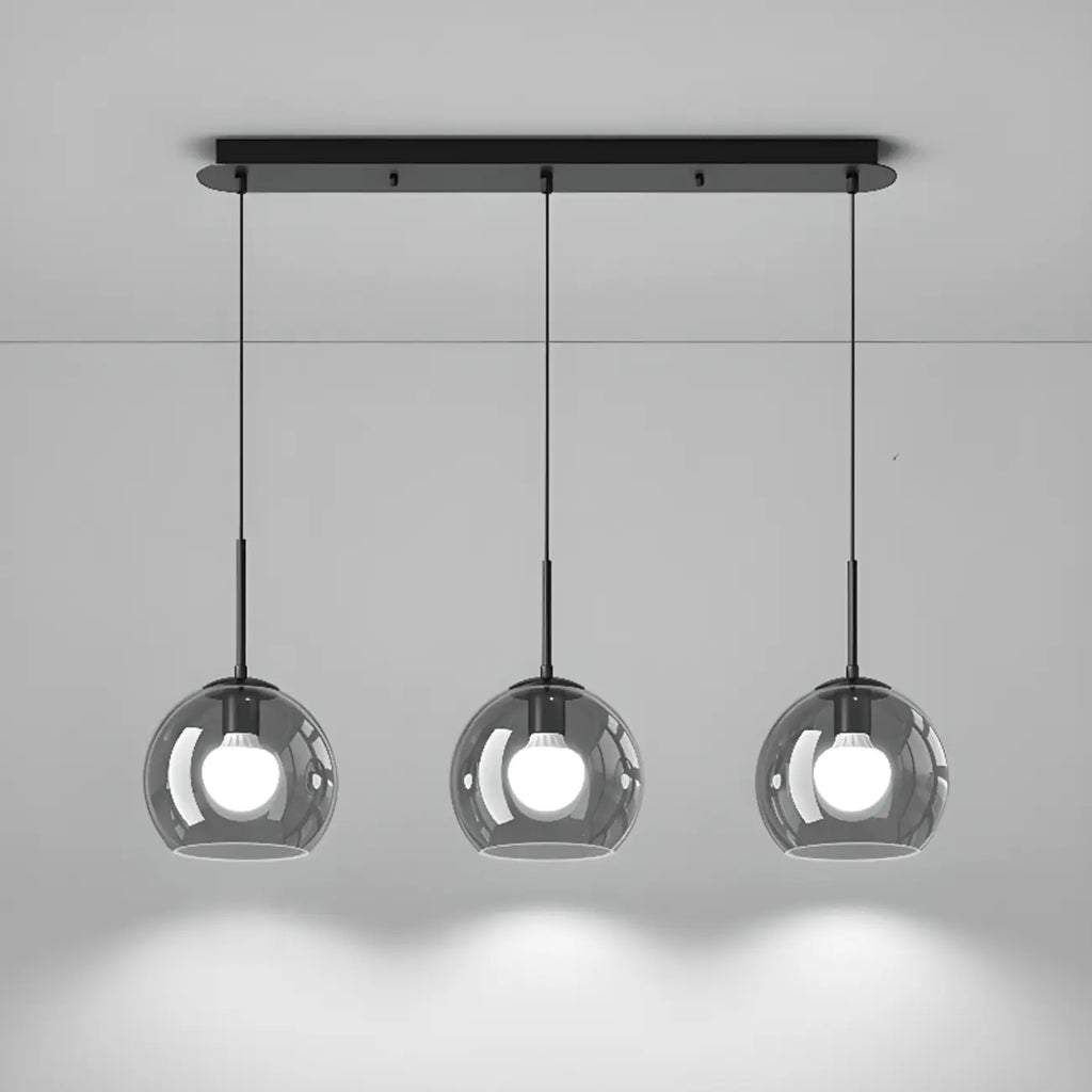 Suspension de cuisine moderne en verre à 3 lumières, hauteur réglable