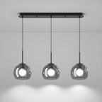 Suspension de cuisine moderne en verre à 3 lumières, hauteur réglable