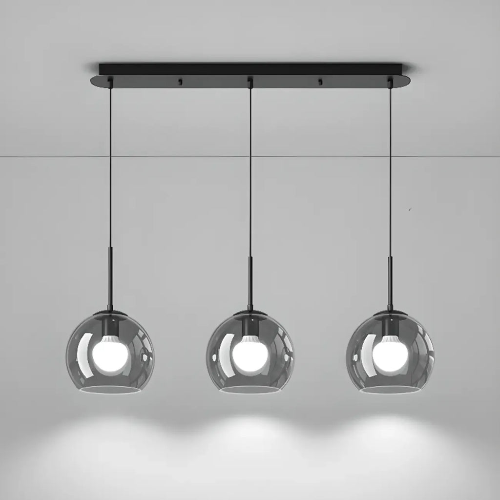 Suspension de cuisine moderne en verre à 3 lumières, hauteur réglable